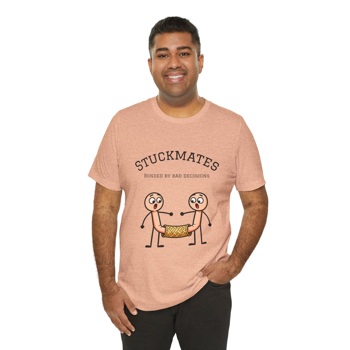 Stuckmates T‑Shirt — "Bonded by Bad Decisions" Funny Couple Tee