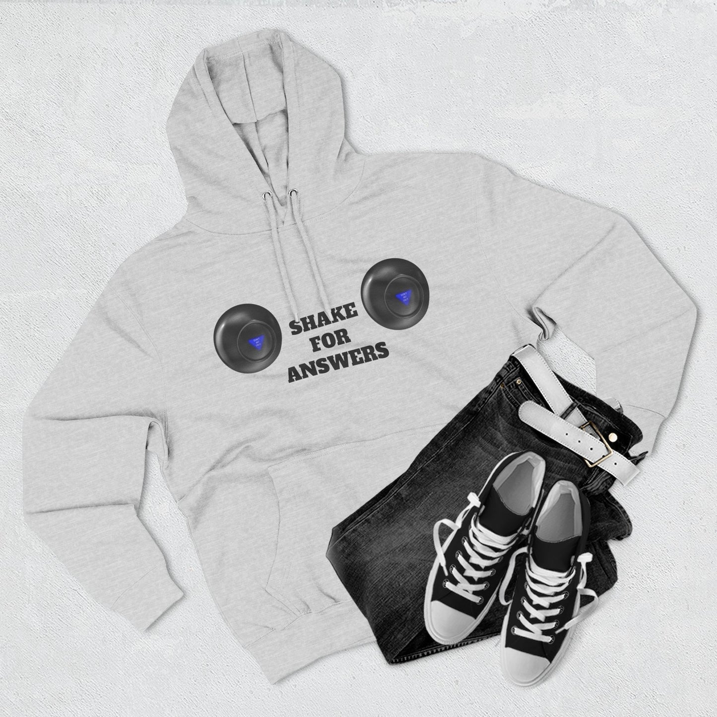 Hoodie — “Shake For Answers” Magic 8-Ball Graphic Fleece Hoodie