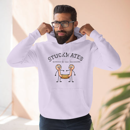 Stuckmates Hoodie — Funny 'Bonded by Bad Decisions' Cartoon Hoodie