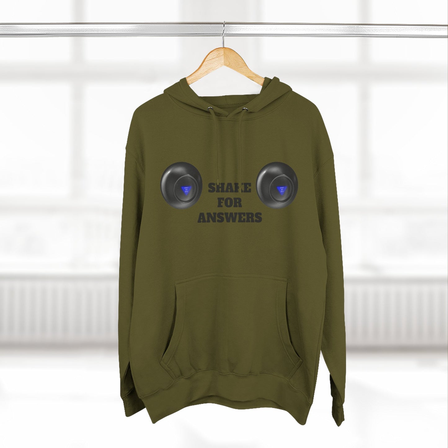 Hoodie — “Shake For Answers” Magic 8-Ball Graphic Fleece Hoodie