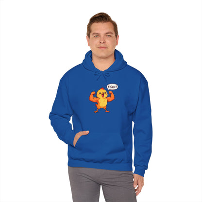 Funny Muscular Chick Hoodie — 'F-Caw!' Cute Strong Chicken Graphic Sweatshirt