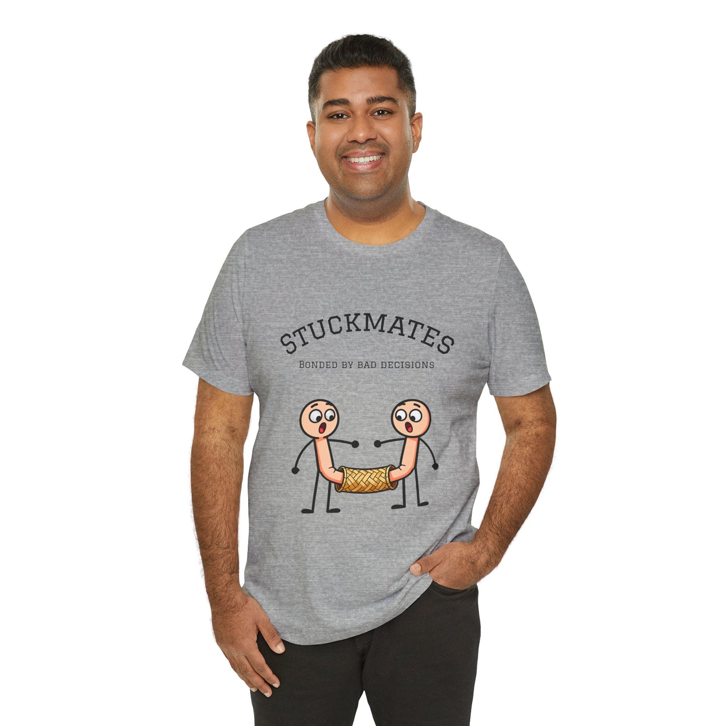 Stuckmates T‑Shirt — "Bonded by Bad Decisions" Funny Couple Tee