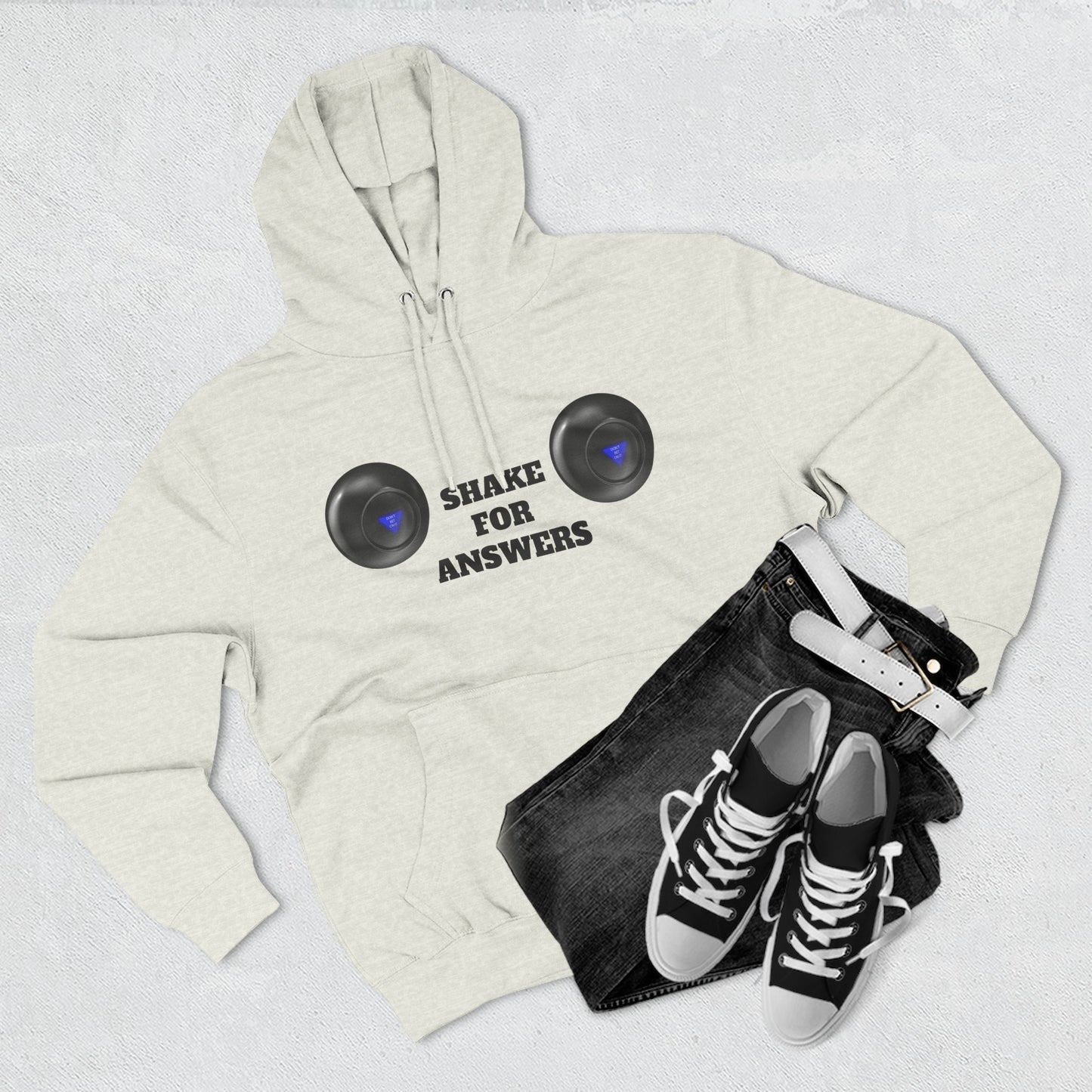 Hoodie — “Shake For Answers” Magic 8-Ball Graphic Fleece Hoodie