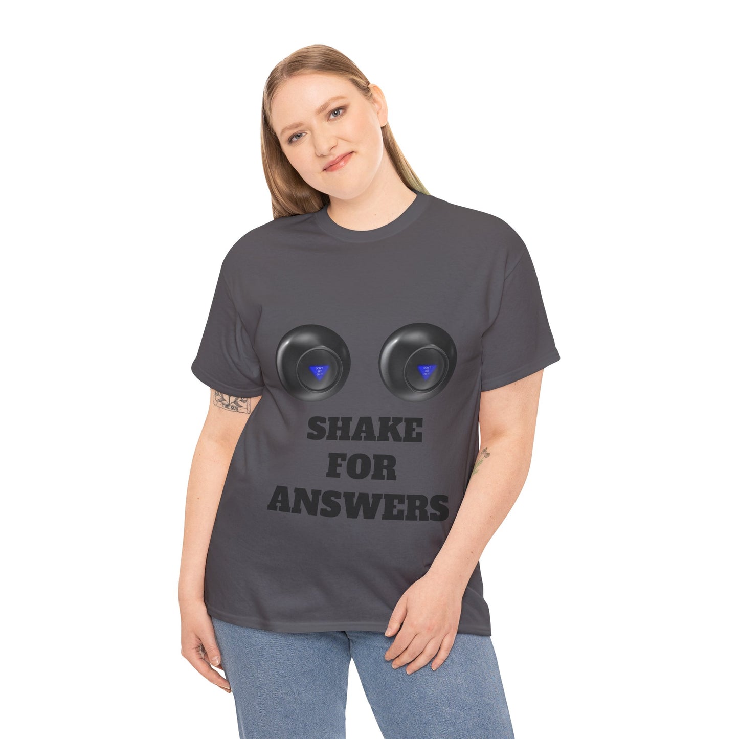 T-Shirt — "Shake for Answers" Magic 8-Ball Style Tee