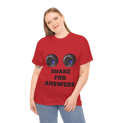 T-Shirt — "Shake for Answers" Magic 8-Ball Style Tee