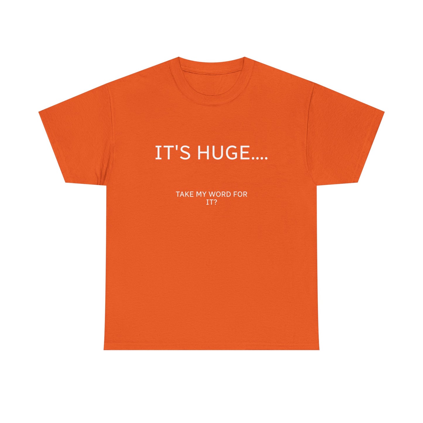 Graphic Tee — "IT'S HUGE.... TAKE MY WORD FOR IT?" Minimalist Funny Shirt
