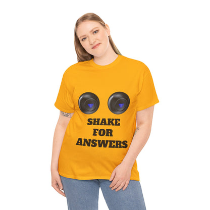 T-Shirt — "Shake for Answers" Magic 8-Ball Style Tee