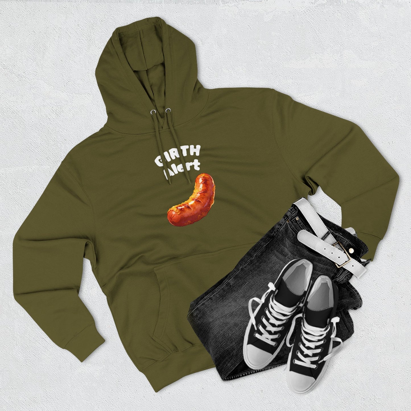 Funny Graphic Hoodie — 'Girth Alert' Casual Fleece Pullover