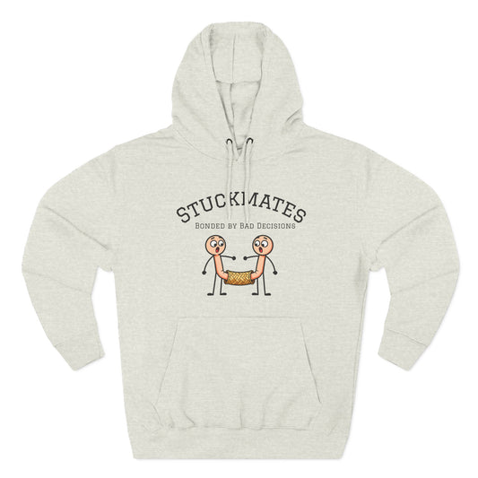 Stuckmates Hoodie — Funny 'Bonded by Bad Decisions' Cartoon Hoodie