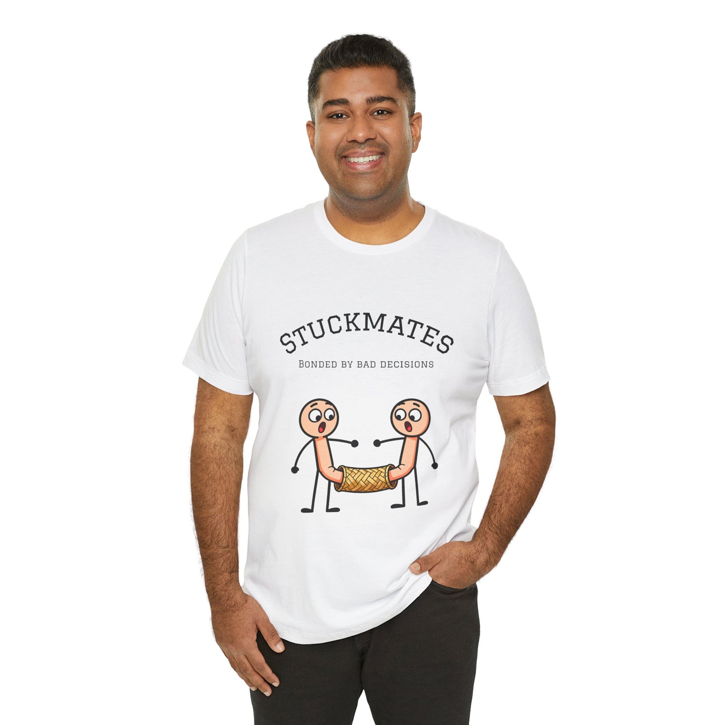 Stuckmates T‑Shirt — "Bonded by Bad Decisions" Funny Couple Tee