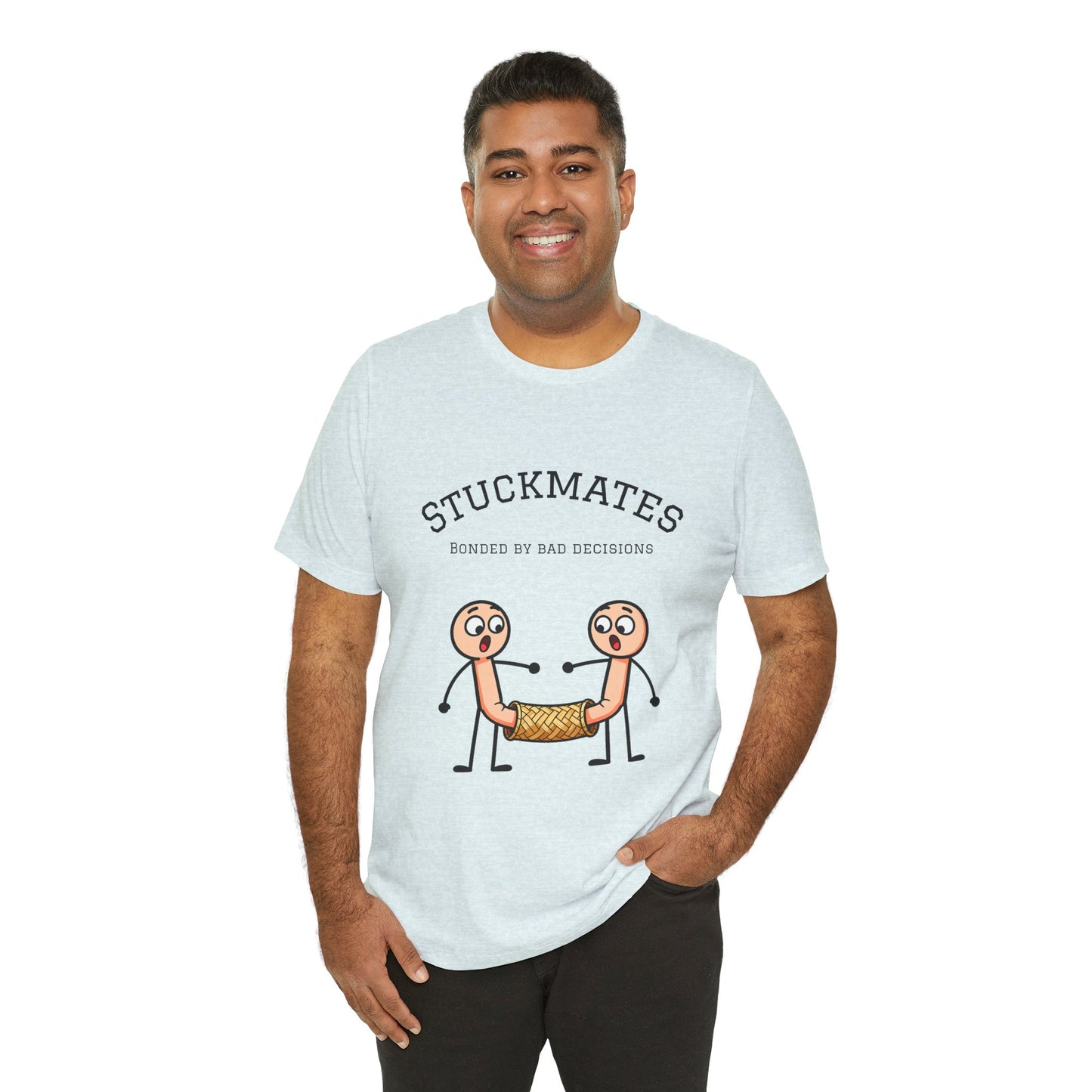 Stuckmates T‑Shirt — "Bonded by Bad Decisions" Funny Couple Tee