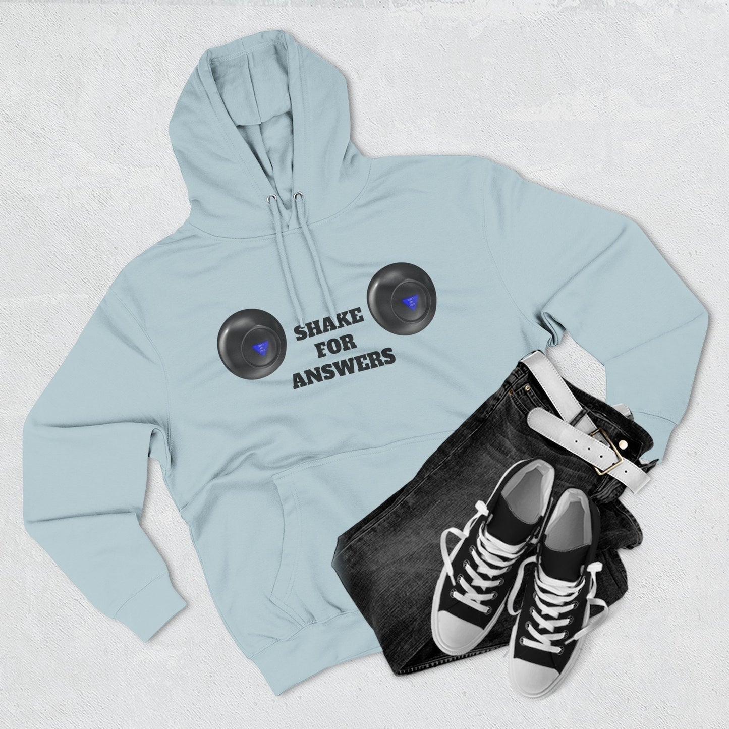 Hoodie — “Shake For Answers” Magic 8-Ball Graphic Fleece Hoodie