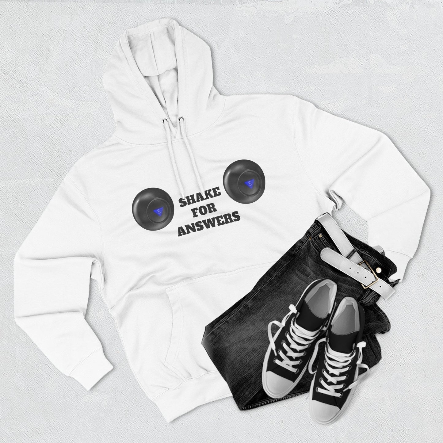 Hoodie — “Shake For Answers” Magic 8-Ball Graphic Fleece Hoodie