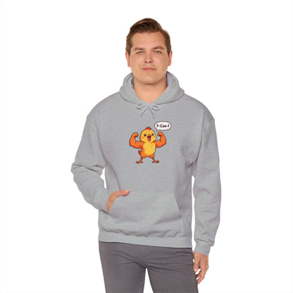 Funny Muscular Chick Hoodie — 'F-Caw!' Cute Strong Chicken Graphic Sweatshirt