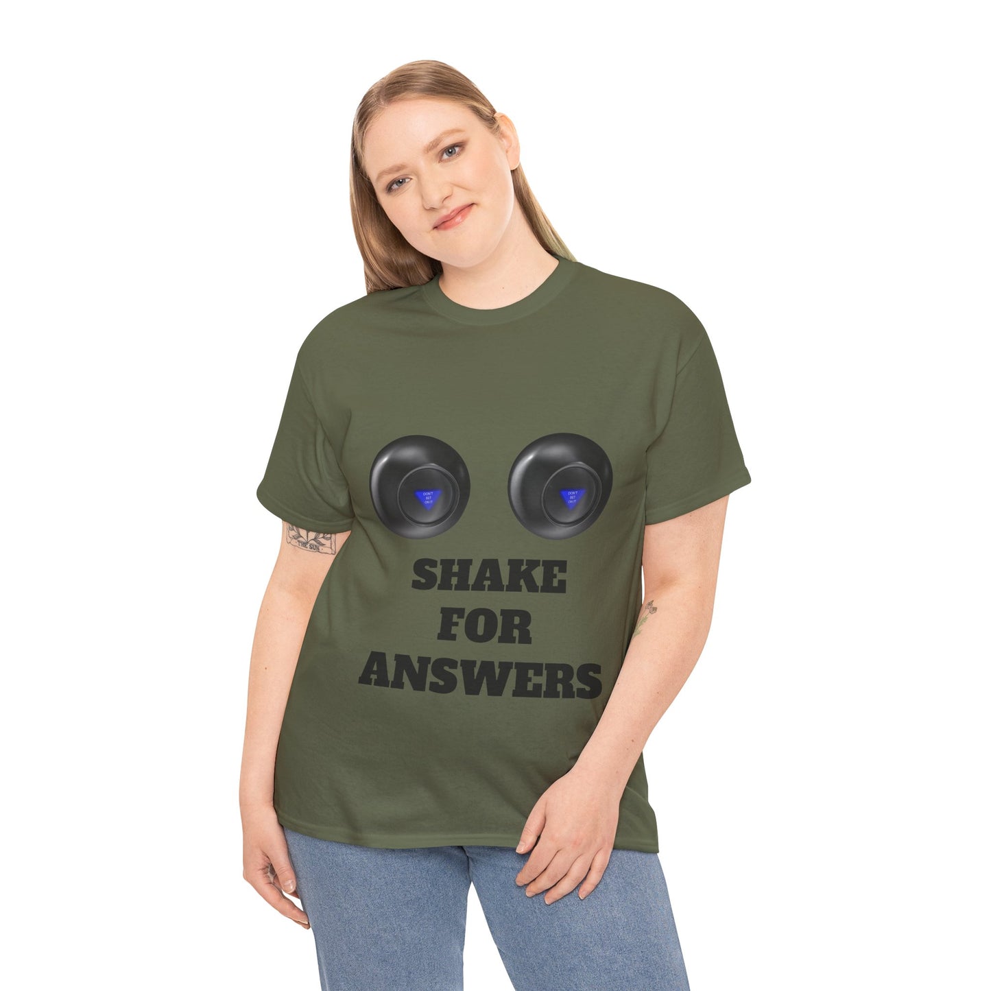 T-Shirt — "Shake for Answers" Magic 8-Ball Style Tee