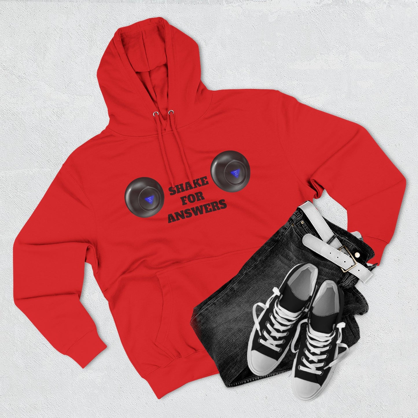 Hoodie — “Shake For Answers” Magic 8-Ball Graphic Fleece Hoodie